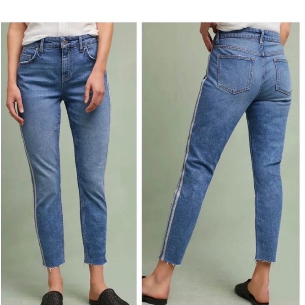 Pilcro and the Letterpress Jeans High Rise Jeans with Silver Side Stripe size 28
